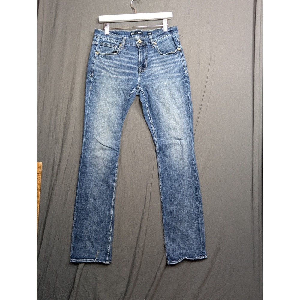 BKE Derek Buckle Mens Jeans 33x36 Long Blue Denim Straight Leg
